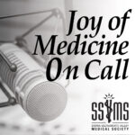 Joy of Medicine On Call Podcast cover: Pictured is a microphone with SSVMS logo in the right bottom corner